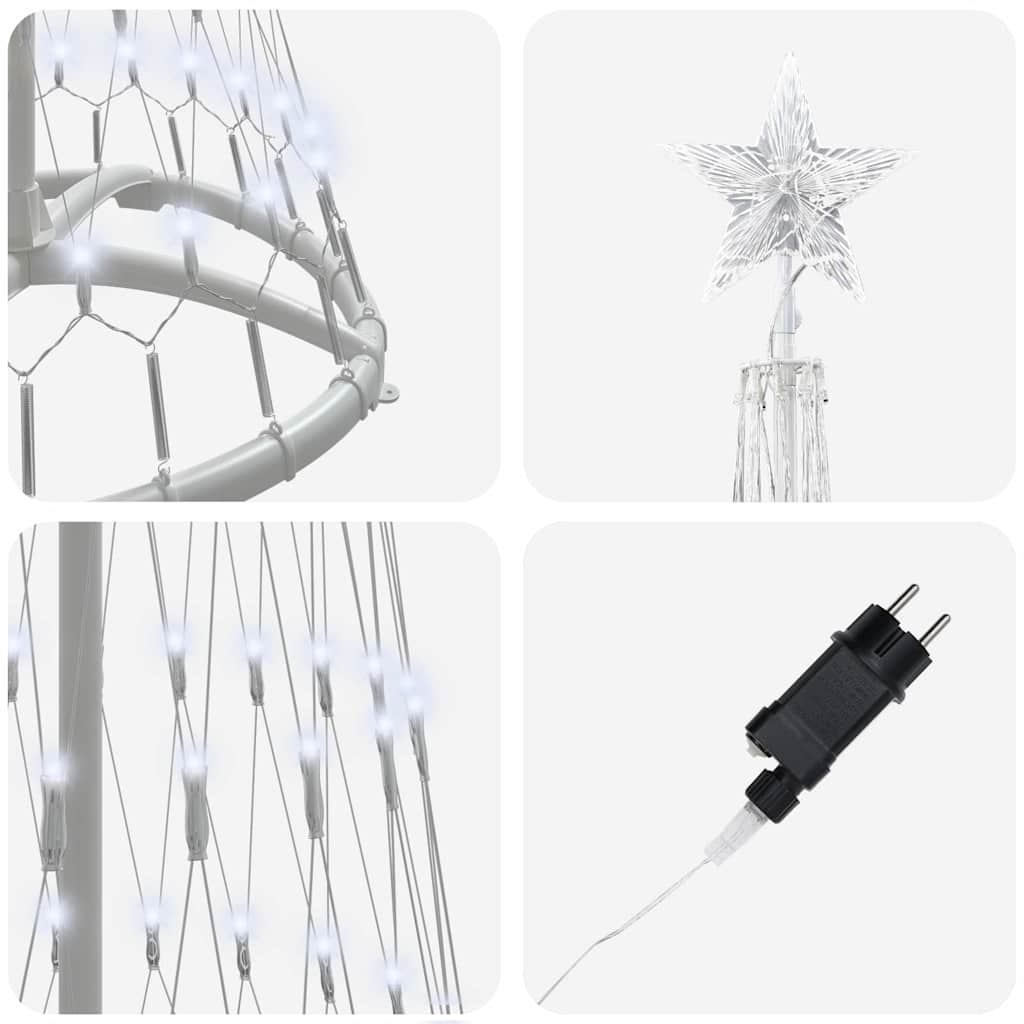 LED Christmas Tree with Stand Cool White 51 x 51 x 190 cm Metal